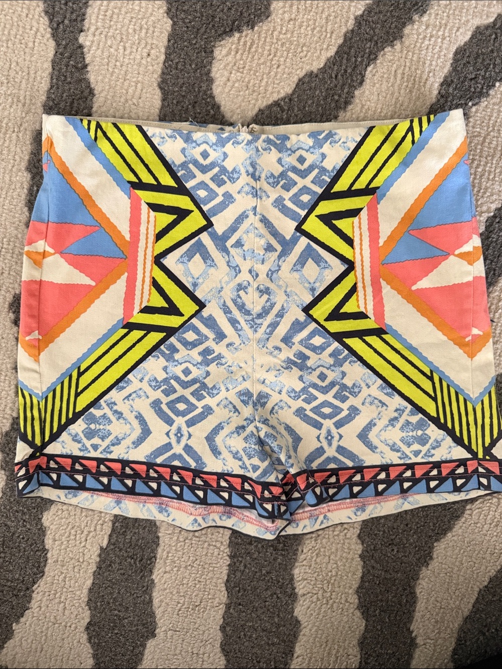 Flying Tomato Bright Geo-Print High Waist Shorts